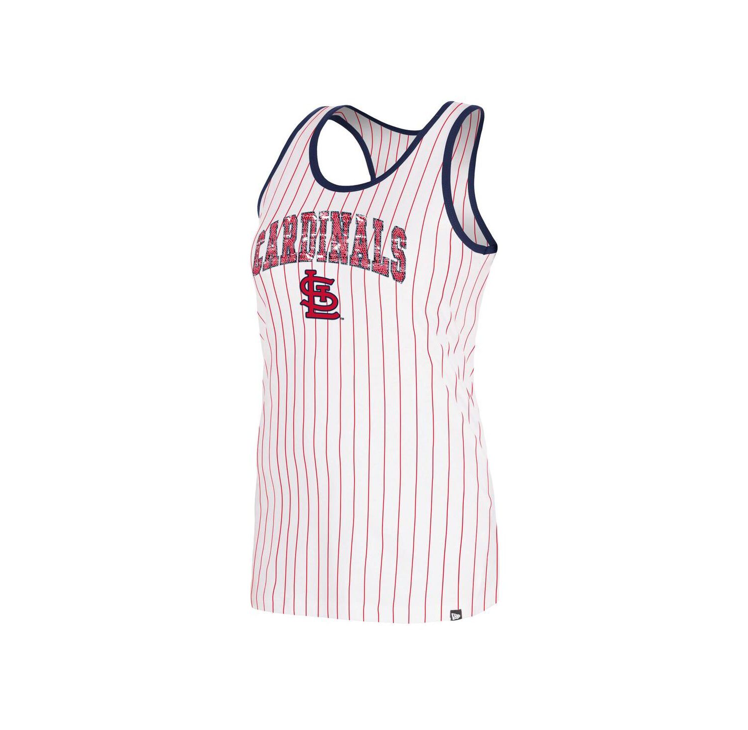 Women's White St. Louis Cardinals Sequin Pinstripe Racerback Tank Top