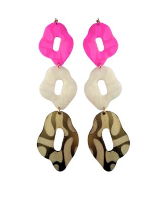 Swanky Designs Linked Dangle Earrings - Pink 55$