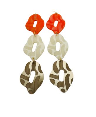 Swanky Designs Linked Dangle Earrings - Orange 41$