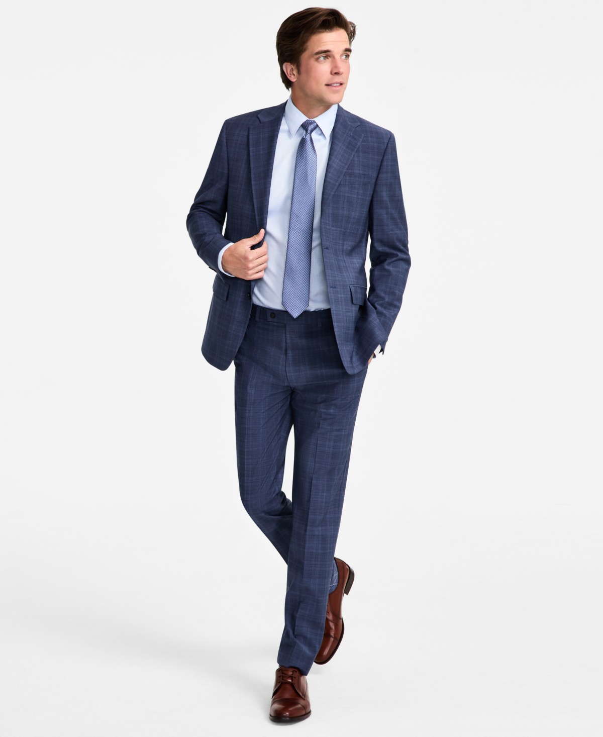 Мужские Calvin Klein Men's Slim-Fit Wool-Blend Plaid Suit Separates — фото 1
