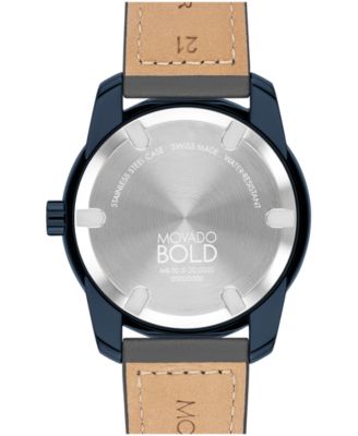 Men's Bold Verso Swiss Quartz Gray Leather Watch 42mm