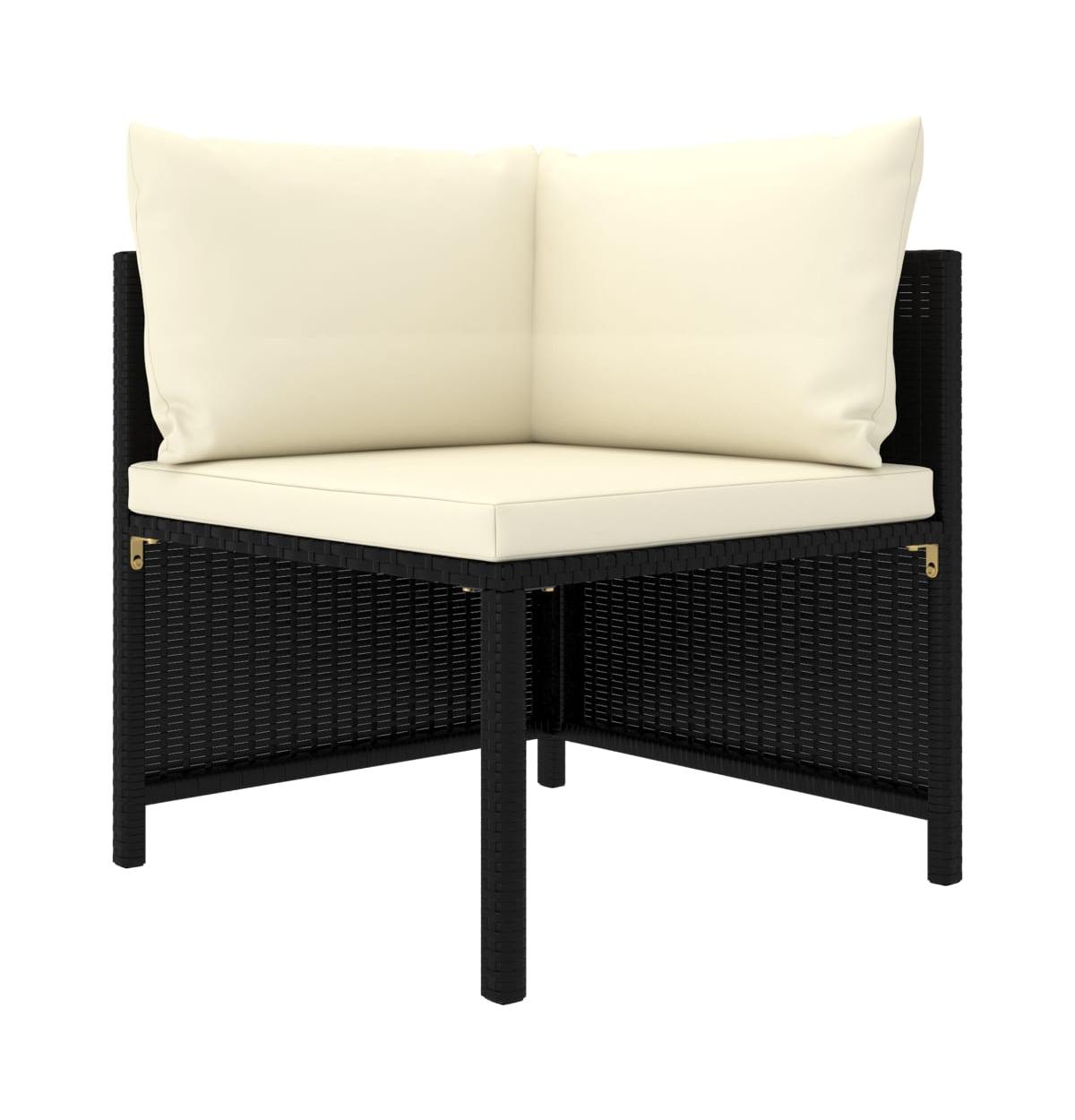 vidaXL 4 Piece Patio Sofa Set with CushionsPoly Rattan - Black