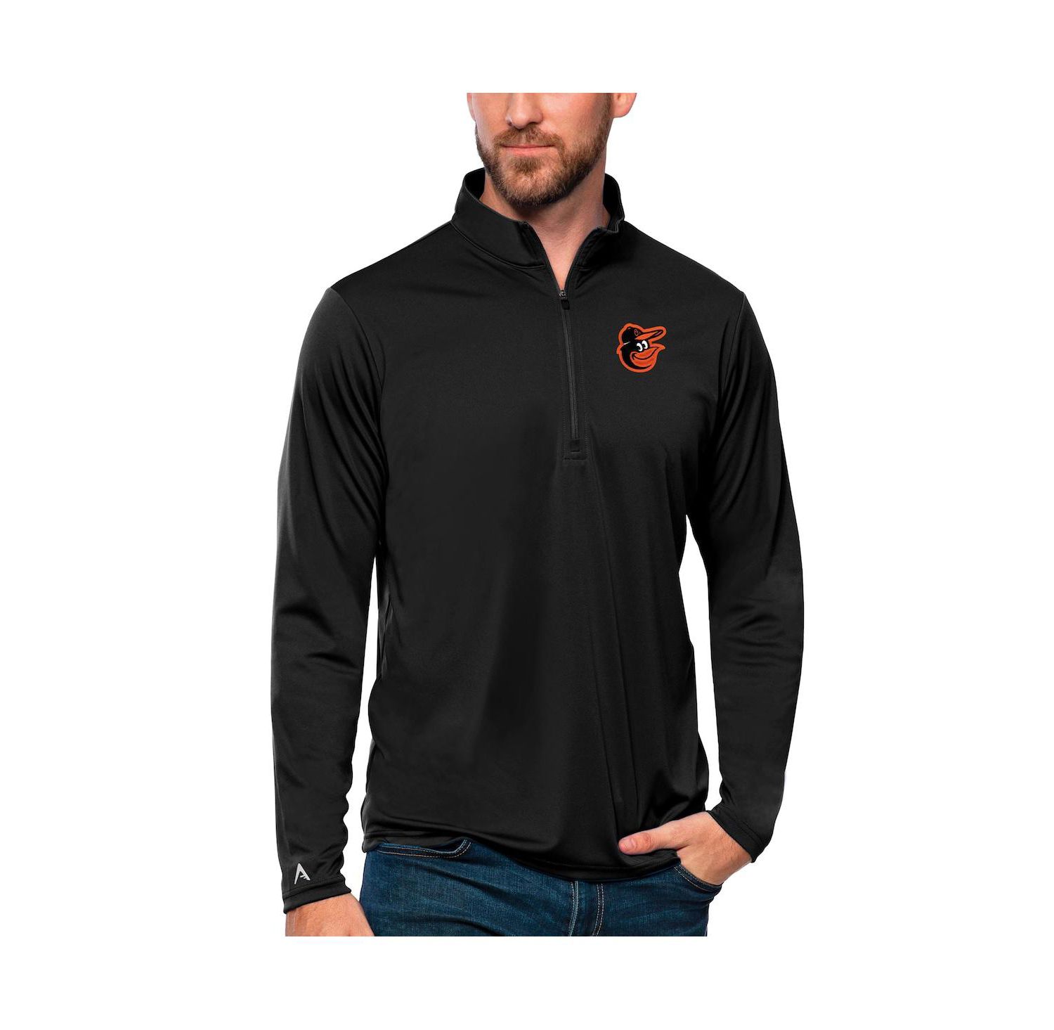 Men's Black Baltimore Orioles Tribute Quarter-Zip Pullover Top