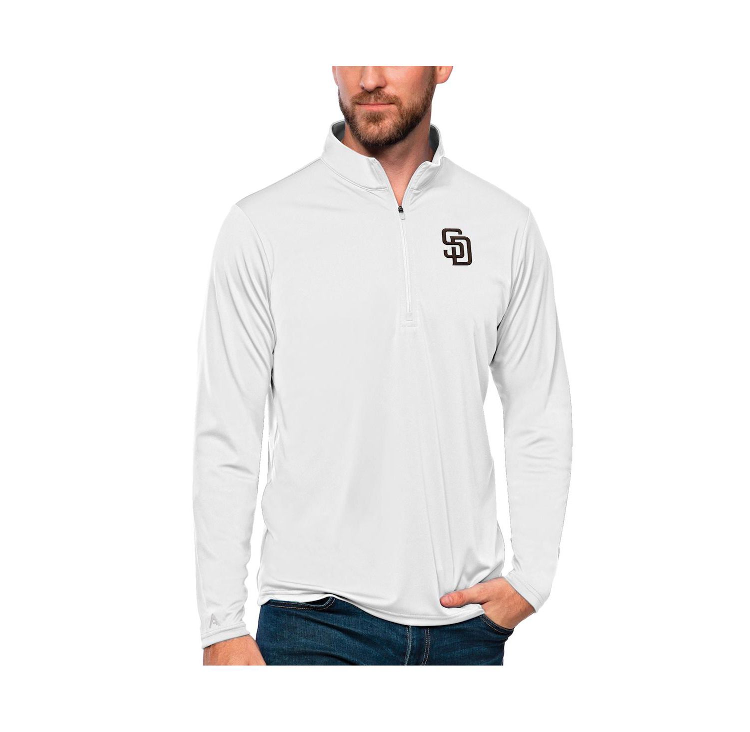 Men's White San Diego Padres Tribute Quarter-Zip Pullover Top