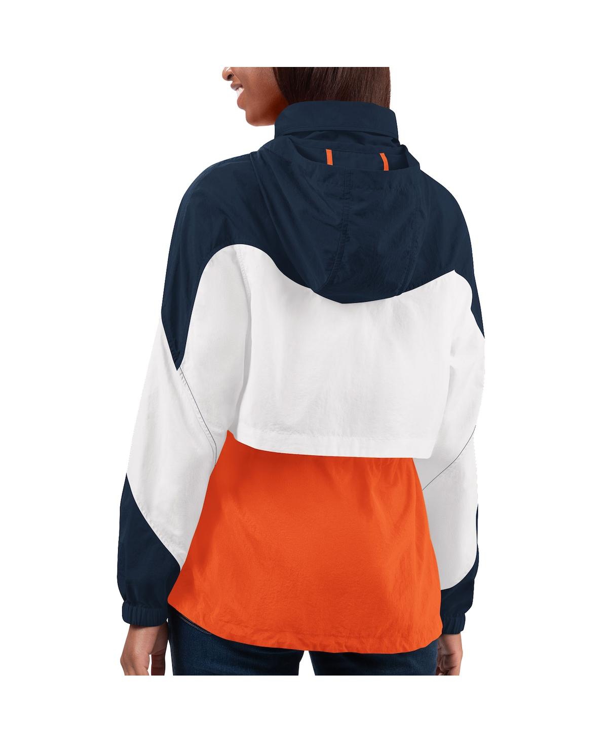 Shop G-iii 4her By Carl Banks Women's Orange/navy Denver Broncos Tie Breaker Lightweight Quarter-zip Jacket In Orange,navy
