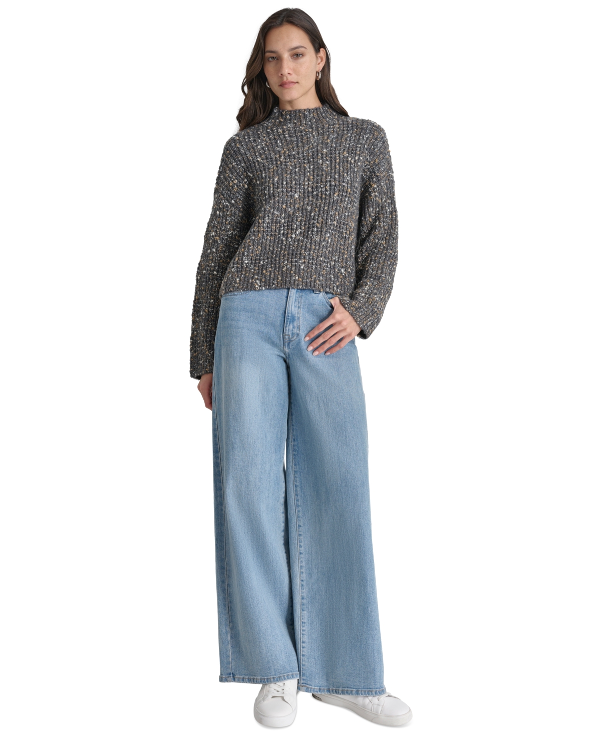 Dkny Jeans Women's Mock Neck Ribbed Knit Sweater