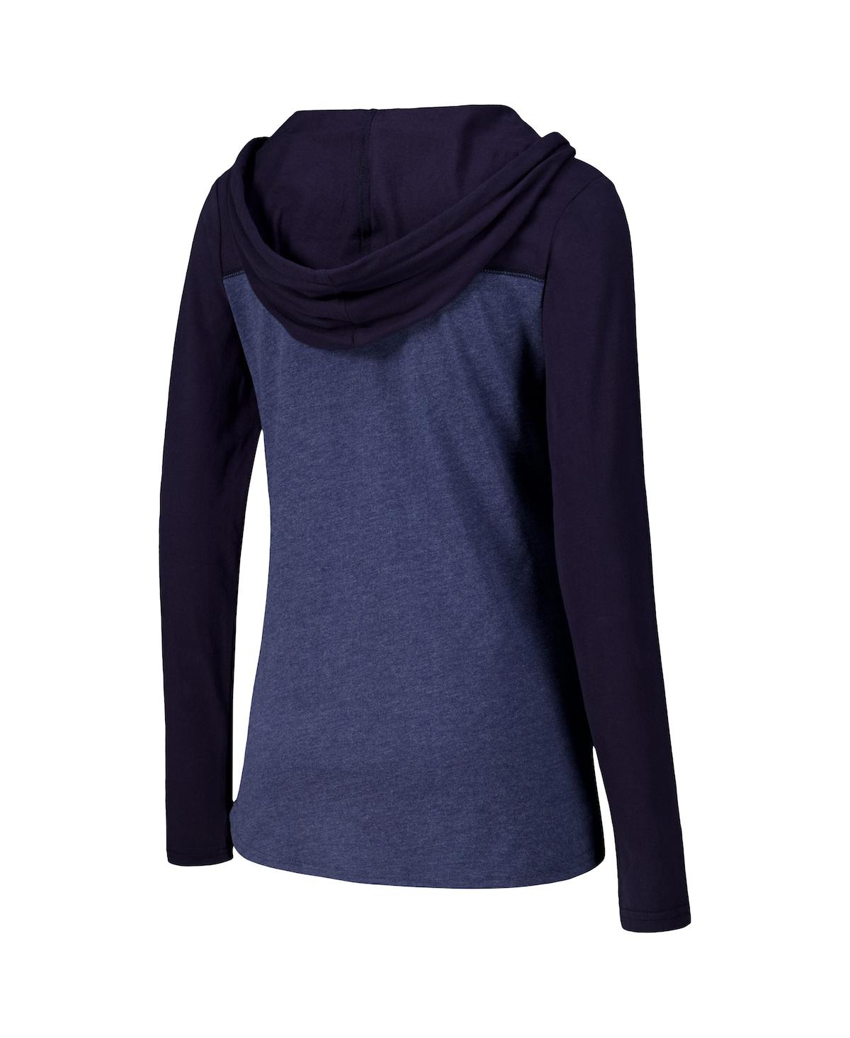 Camp David Women's Heather Navy Michigan Wolverines Knockout Color Block Hoodie V-Neck Long Sleeve T-Shirt