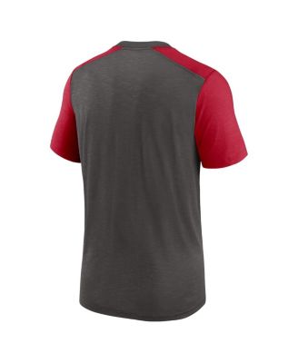 Men's Heathered Pewter/Heathered Red Tampa Bay Buccaneers Color Block Team Name T-Shirt