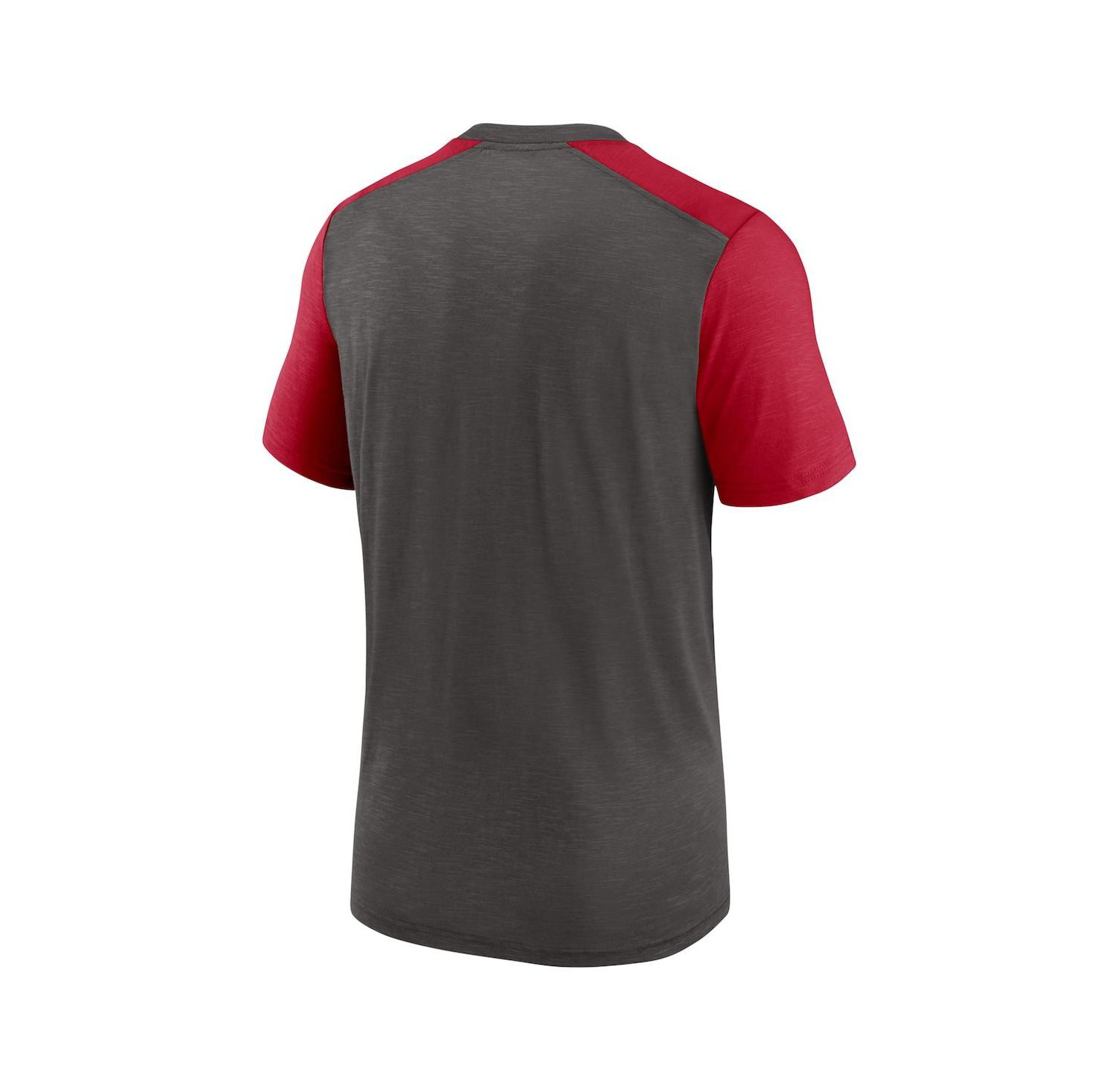 Men's Heathered Pewter/Heathered Red Tampa Bay Buccaneers Color Block Team Name T-Shirt