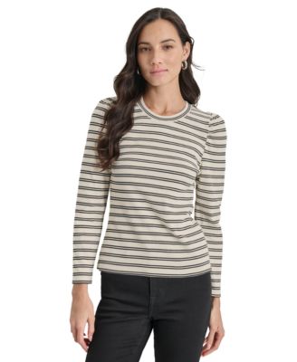 DKNY Jeans Women's Striped Long-Sleeve Crewneck Top Macy's