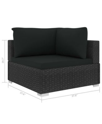 Sectional Corner Chair with Cushions Poly Rattan Black
