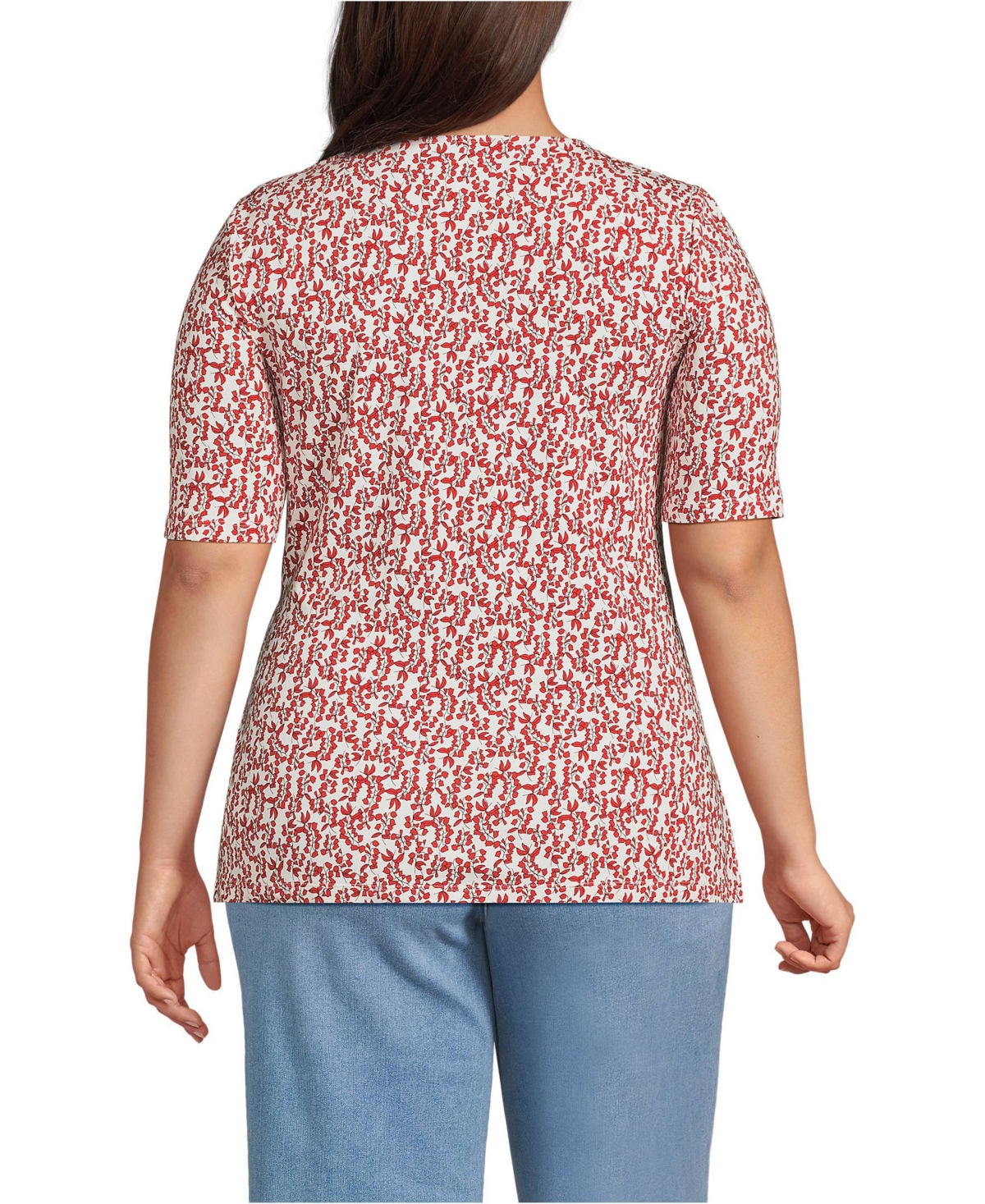 Lands' End Women's Plus Lightweight Jersey Tie Front Top