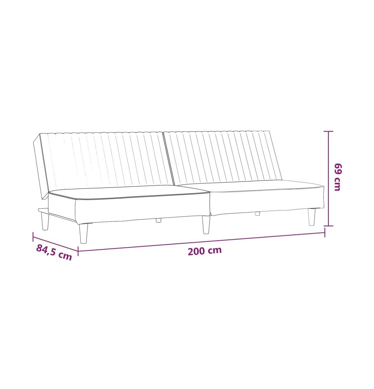 vidaXL 2-Seater Sofa BedVelvet - Black