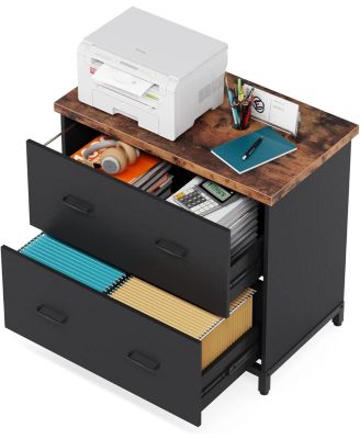 2-Drawer File Cabinet, Wood Lateral Filing Cabinet, Home Office File Cabinet for A4, Letter Size