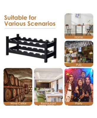 2-Tier 12 Bottles Bamboo Storage Shelf Wine Rack