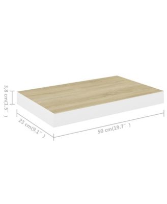 Floating Wall Shelf Oak and White 19.7"x9.1"x1.5" MDF