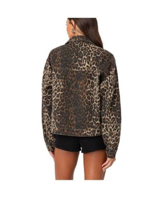 Women's Leopard Print Denim Jacket