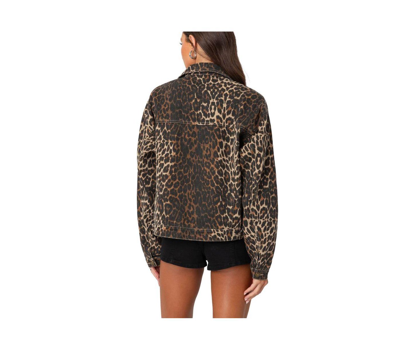 Женская куртка Edikted Leopard Print Denim Jacket, цвет: Леопардовый — фото 2