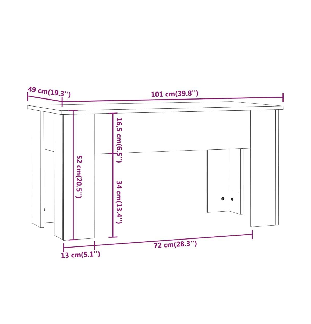 vidaXL Coffee Table Sonoma Oak 39.8