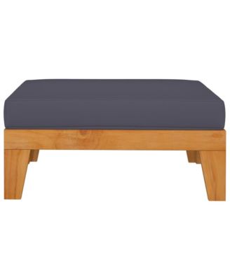 Sectional Footrest with Dark Gray Cushion Solid Acacia Wood