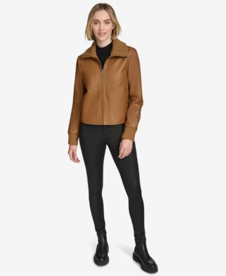 Women's Beatrix Rib-Knit Trimmed Leather Jacket