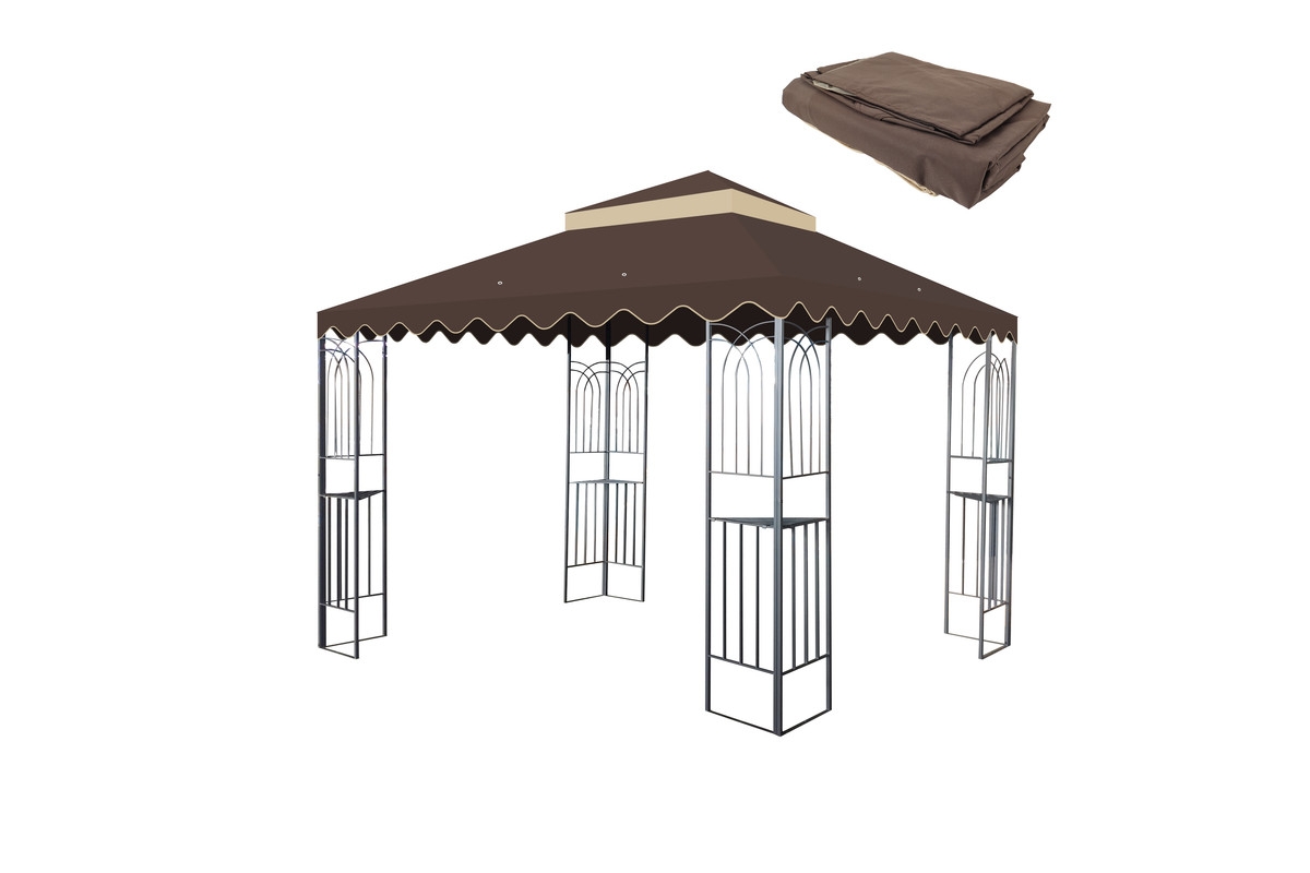 Sumyeg Casainc 11 Ft Cantilever Patio Umbrella with Base Included, Beige - Brown