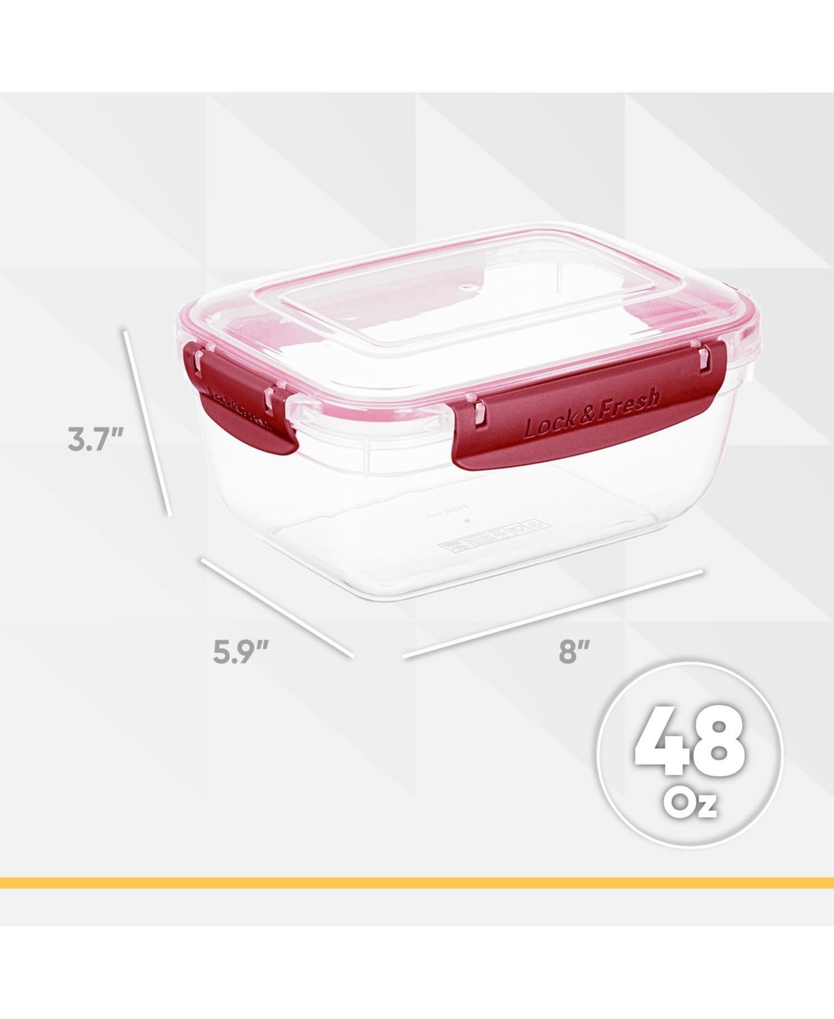 Superio Airtight Food Storage Container with Leakproof Lid, 48 Oz, Orange