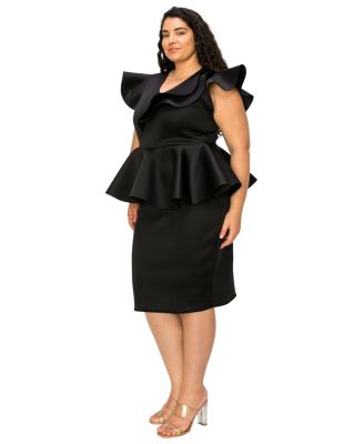 Plus Size Onyx Neoprene Peplum Dress