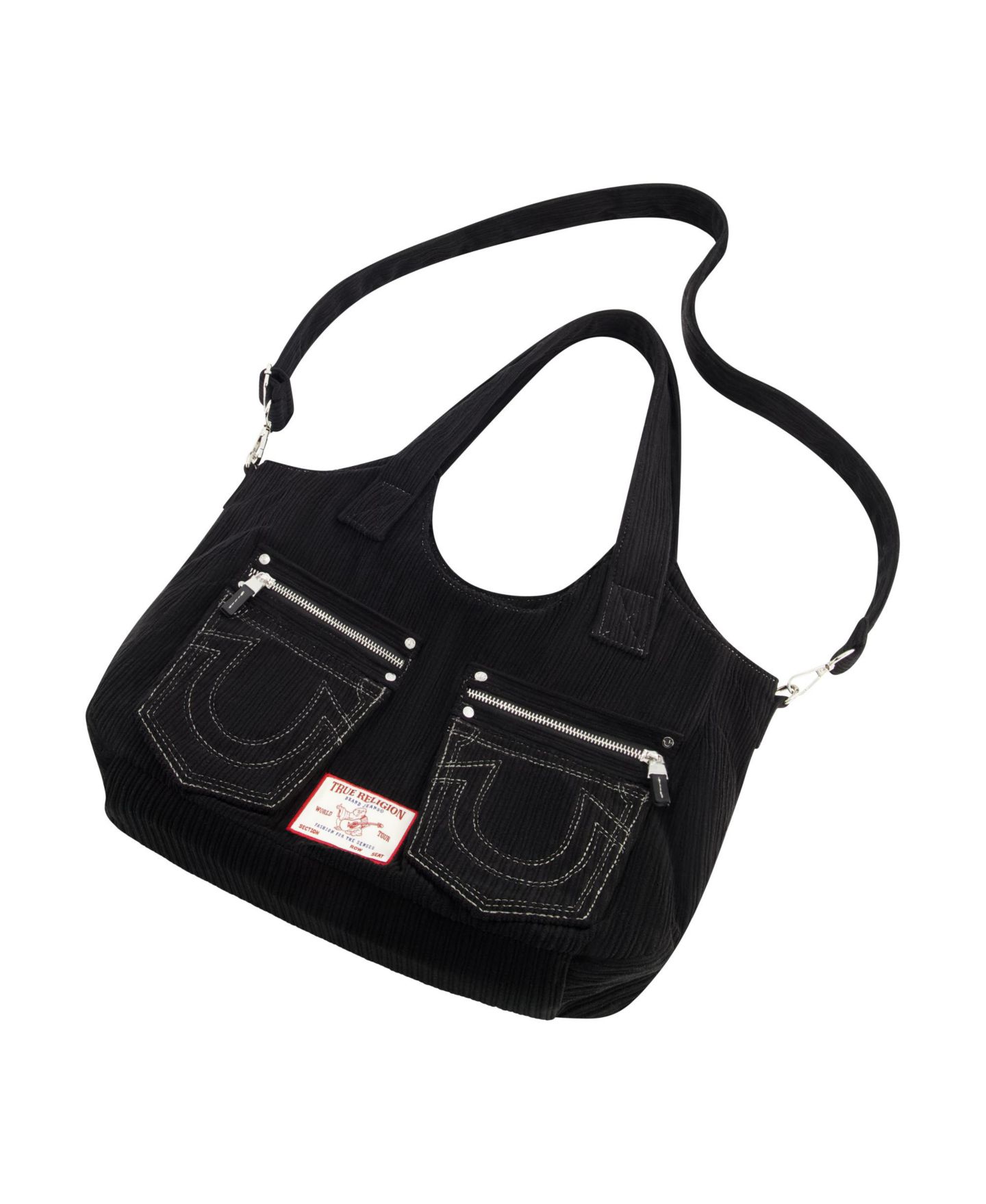 Женская сумка True Religion Horseshoe stitch Corduroy satchel., цвет: Чёрный — фото 5