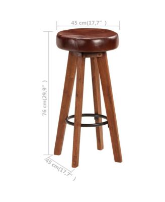 Bar Chairs 2 pcs Real Leather and Solid Acacia Wood