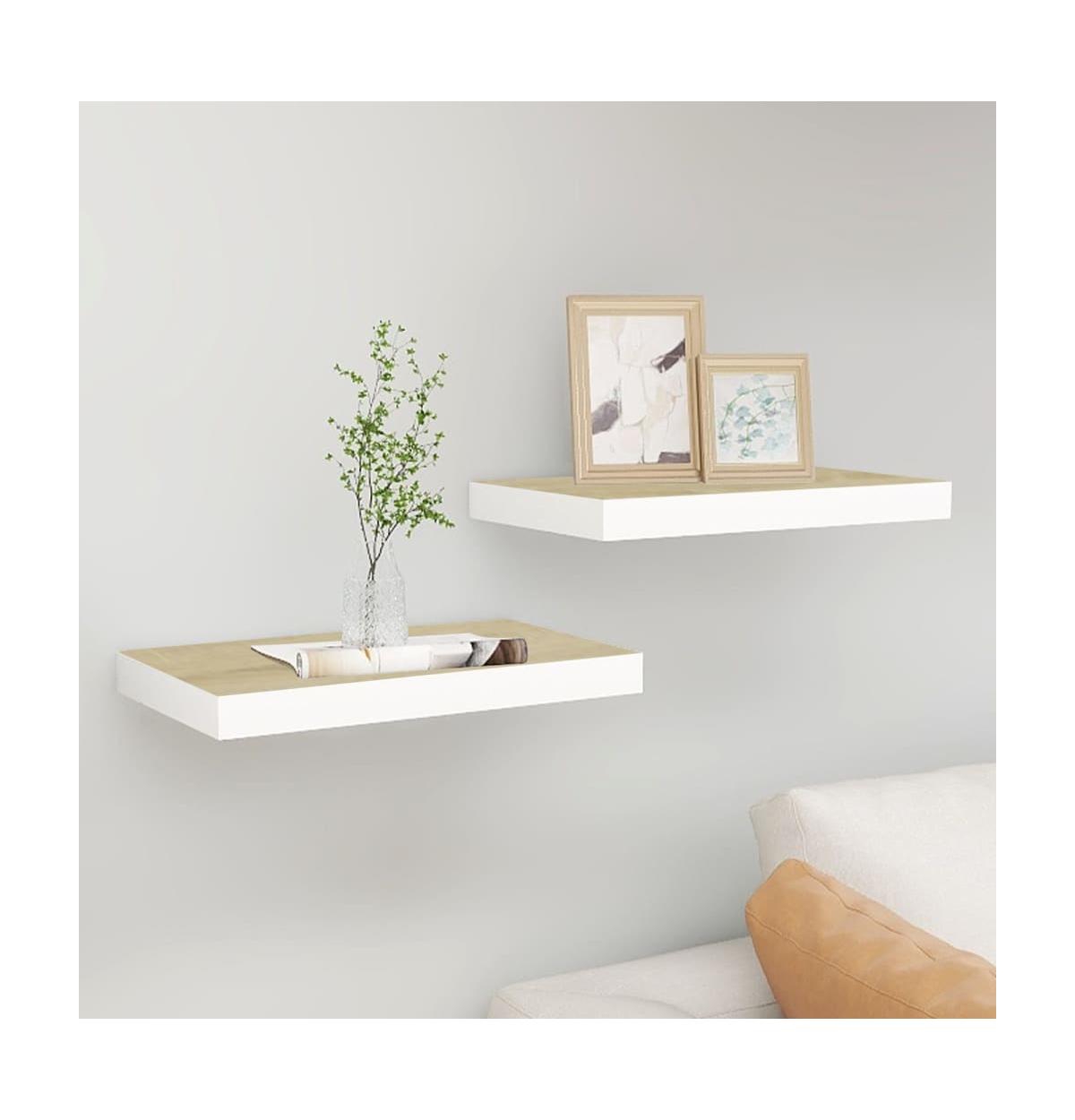 vidaXL Floating Wall Shelves 2 pcs Oak and White 19.7