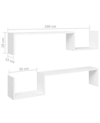 Wall Shelf Set of 2 White Engineered wood