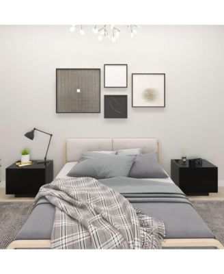 Bedside Cabinet Black 39.4"x13.8"x15.7" Engineered Wood