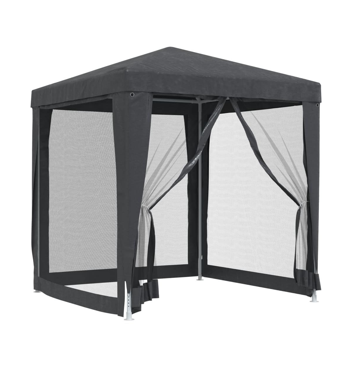 Party Tent with 4 Mesh Sidewalls Anthracite 6.6'x6.6' Hdpe - Anthracite