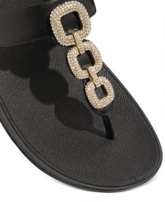 Women's Fino Crystal Chain Leather Toe-Post Sandals