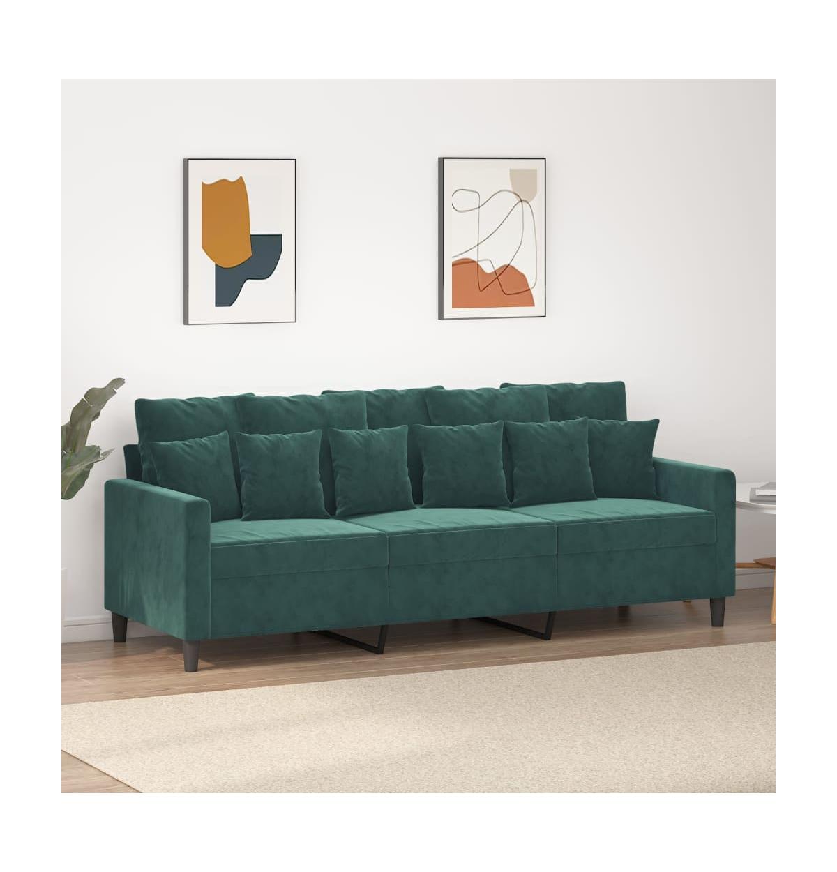 vidaXL 3-Seater Sofa DarkVelvet - Green