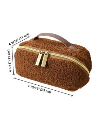 Plush Makeup Case Open Flat Travel Toiletry Accessories Organizer Bag