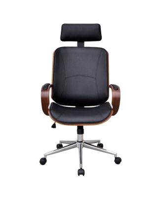 Swivel Office Chair with Headrest Bentwood Artificial Leather