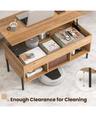 1Pc Wood and Metal Lift-Top Hidden Storage Central Coffee Table