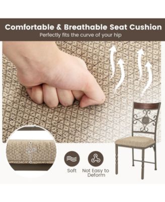 Set of 2 Dining Room Chairs Armless Kitchen Chairs Set with Seat Cushion