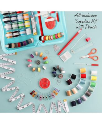 Mini Portable Sewing Machine & Complete Supplies Kit for Beginners and Kids - 122 Piece