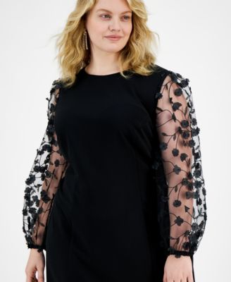 Plus Size Floral-Appliqu&eacute; Sheath Dress