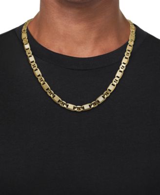 Men's Textured Mixed Mariner Link 22" Chain Necklace in 14 Gold-plated Sterling Silver
