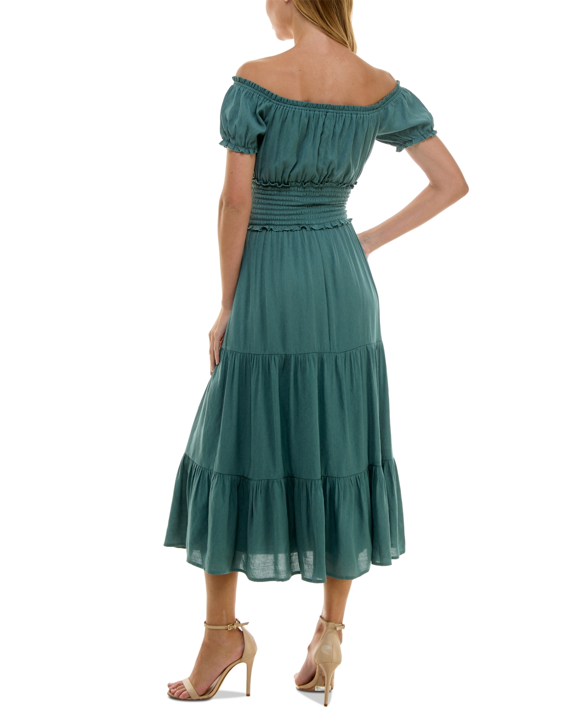 Trixxi Juniors' Smocked-Waist Fit & Flare Tiered Dress