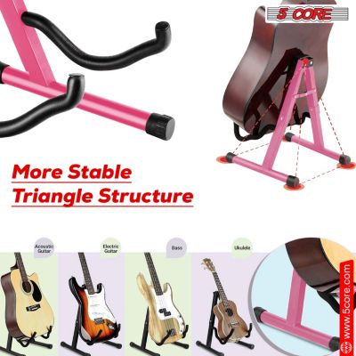 Double Guitar Stand Floor Adjustable Heavy Duty A Frame Folding Acoustic Electric Bass Mandolin Banjo Violin Holder Stands