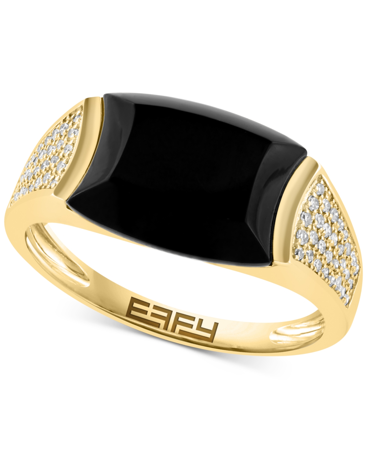 Effy Men's Onyx & Diamond Statement Ring (1/5 ct. t.w.) in 14k Gold - Yellow Gol