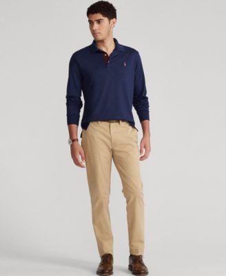 Men's Classic-Fit Long Sleeve Soft Cotton Polo Shirt