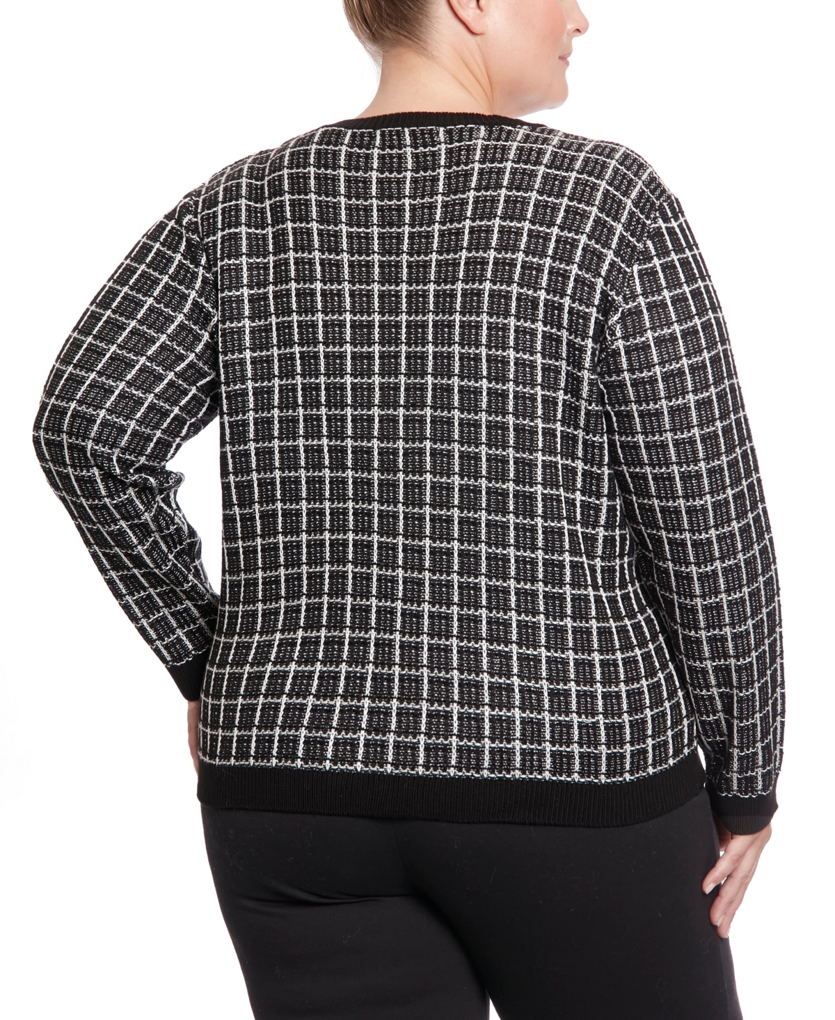 Joseph A Plus Size Novelty Stitch Cardigan Sweater