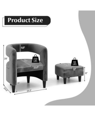 Comfy Accent Armchair with Footrest-Gray