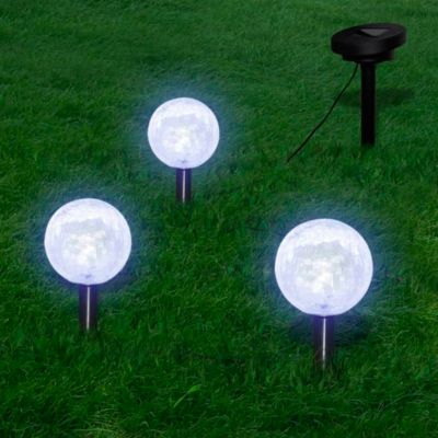 Set of 3 Plastic Small Solar Garden Lights with Cool White Illumination